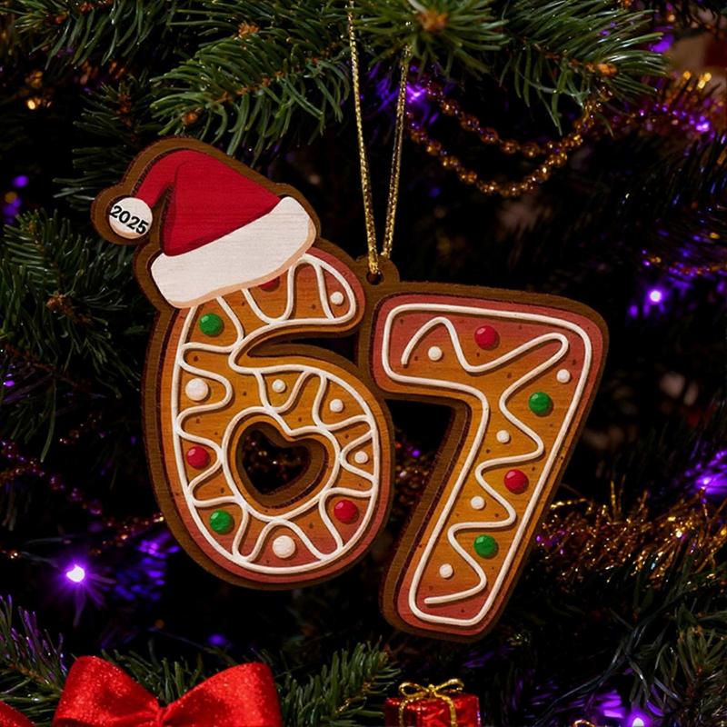 67 Meme Christmas Ornament 2D Acrylic - Brain Rot Memes Six Seven Holiday Ornaments Christmas Decor 2025