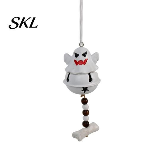 Halloween Tree Ornaments Ghost Bell Hanging Decor, Cute Resin Door Ornament with Star Base, Decor Spooky Festive Hanger for Home Party, Trick or Treat