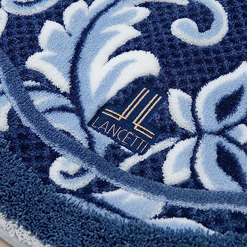 LANCETTI Spitze Toilettenmatte, ca. 65 x 65 cm, Blau, Lancetti Senko 34319