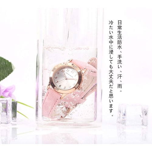 Girls' Watch, Popular and Cute, Leather Band, Luminous Quartz Movement, Fashionable, Women's Watch (Pink)