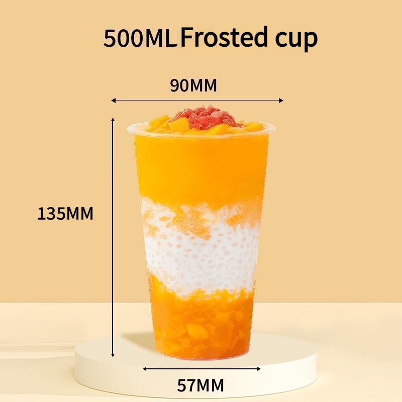 90mm Mouth Commercial PP Injection Cups  Disposable Milk Tea Cups with Lids Thickened High Transparent Plastic Drink CupsLarge Caliber Straws