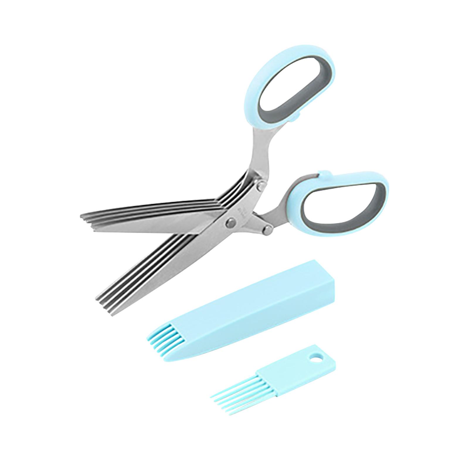 Multi Layer Scallion Vegetable Scissors Five Layer  Shredded Paper Scissors One Size синий