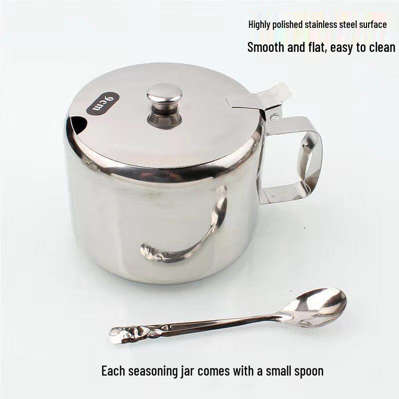 BeiYiPin Stainless Steel Condiment Jars with Lids & Spoons, 2-Pack