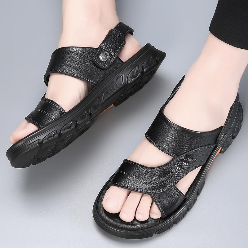 Summer Men's Sandals slip on Summer Breathable Sport Beach Shoes Non-Slip Mens Casual Sandalis Black footwear