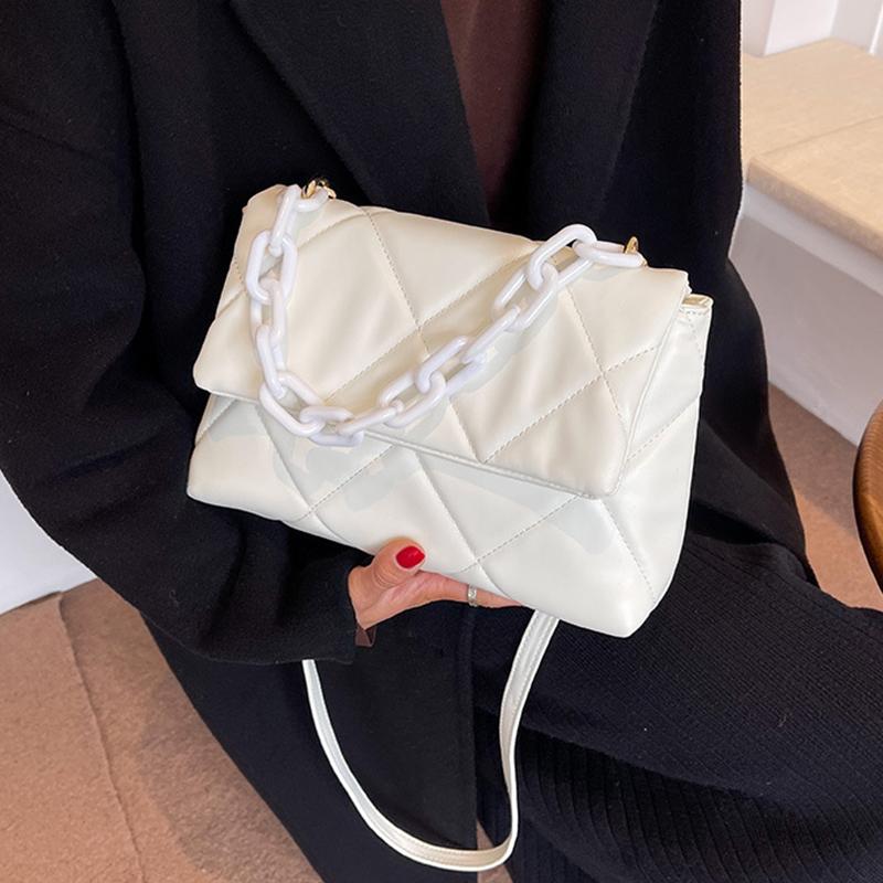 Women Rhombus Shoulder Bag Luxury Chains Design Messenger Handbag Flap Small Square Bag