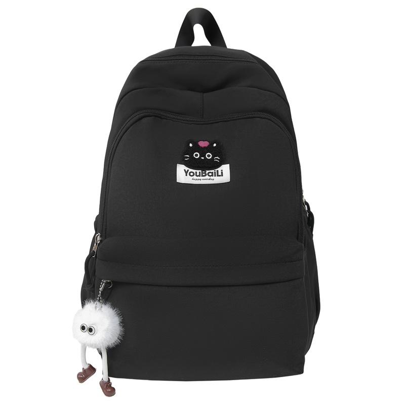 Large Capacity Junior High School Student Schoolbag Black Cat Women's Backpack Class Book Bag