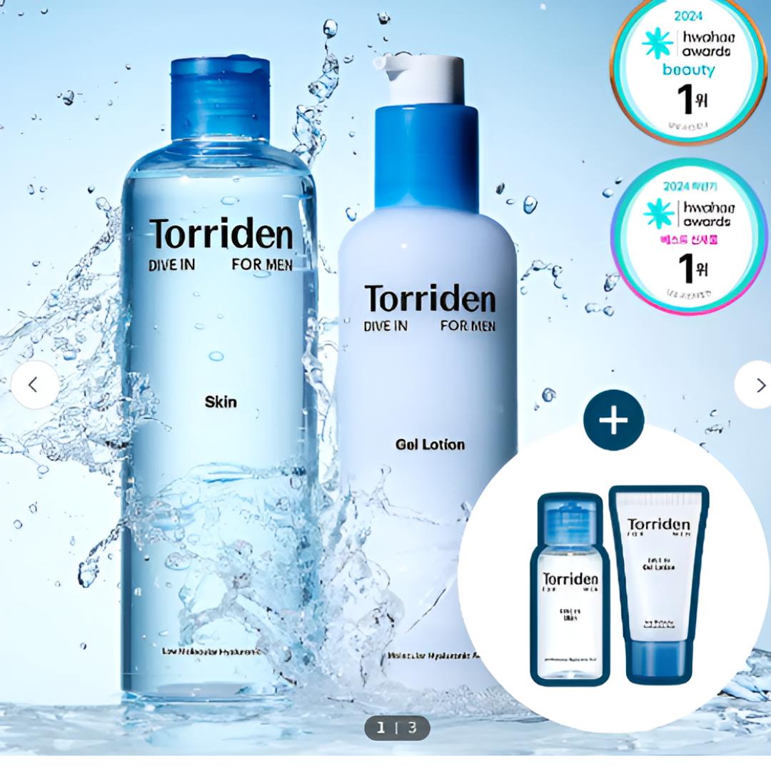 

[Torriden] Dive-In For Men Low Molecular Hyaluronic Acid Skin & Gel Lotion Set + Skin 30ml + Gel Lotion 20ml