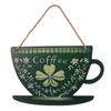 Wooden Coffee Cup Doorplate Vintage Door Pendant Crafts Wall Hanging  Background Prop