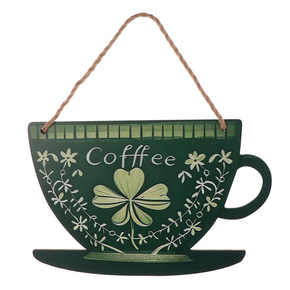 Wooden Coffee Cup Doorplate Vintage Door Pendant Crafts Wall Hanging  Background Prop