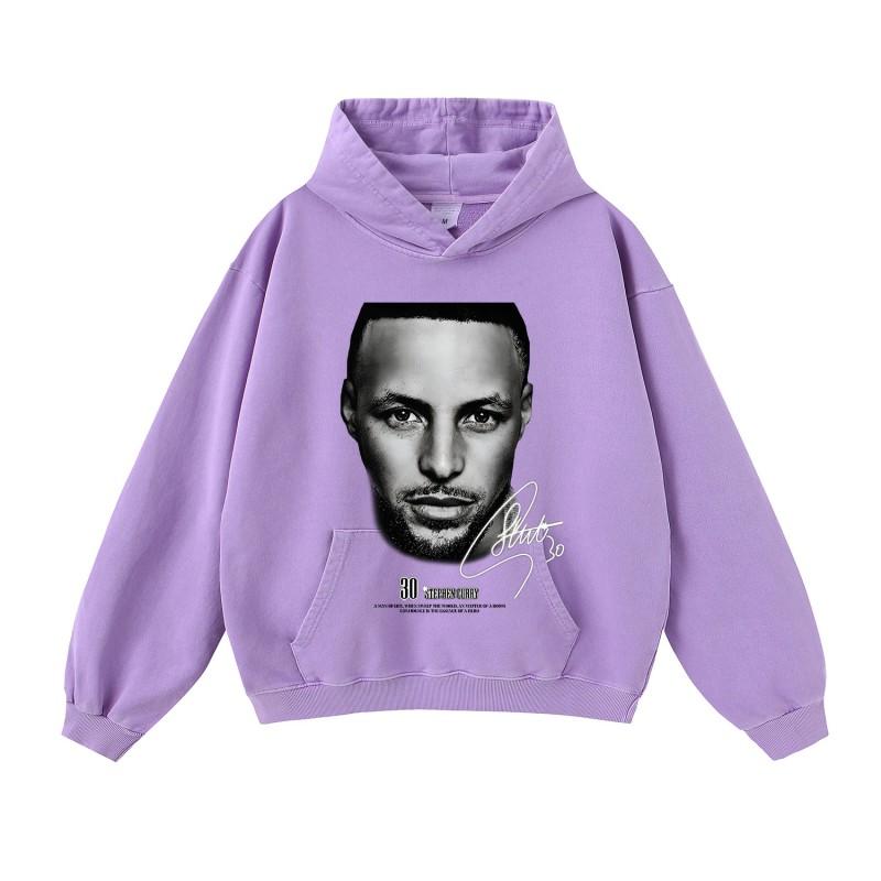 Mens Oversized Cotton Hoodie Streetwear Loose Fit Heavyweight Sweatshirt With Distressed Wash Effect