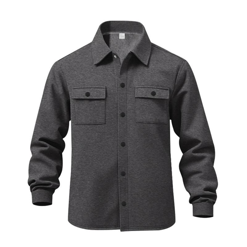 American Casual Men's Clothing Fleece Lapel Multi-pocket Single-breasted Solid Color Casual Jacket Men