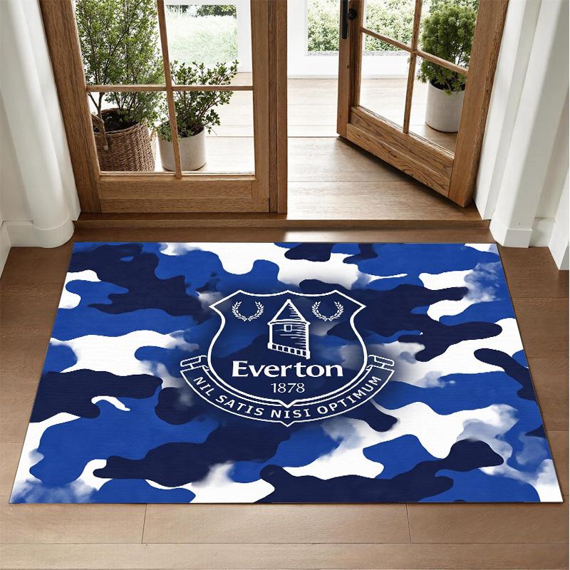 Everton Football Design Crystal Velvet Rug Soft Decorative Mat for Bedroom Entrance
