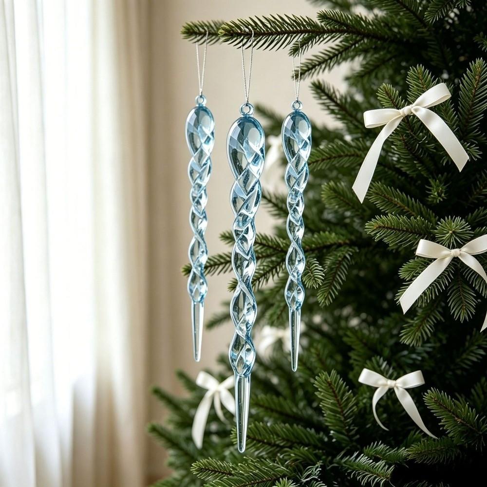 12Pcs Acrylic Christmas Tree Icicle Ornaments Shatterproof Simulated Icicle Xmas Icicle Pendants Shining Transparent