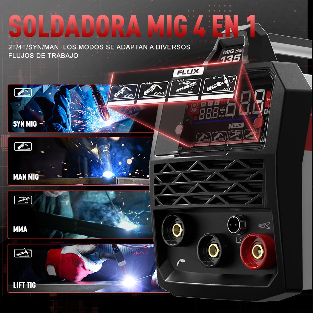 Saldatrice MIG MIG-135 PLUS ANDELI Saldatrice 3-in-1 FLUX CORE MIG/TIG LIFT/MMA con Sinergia 220V