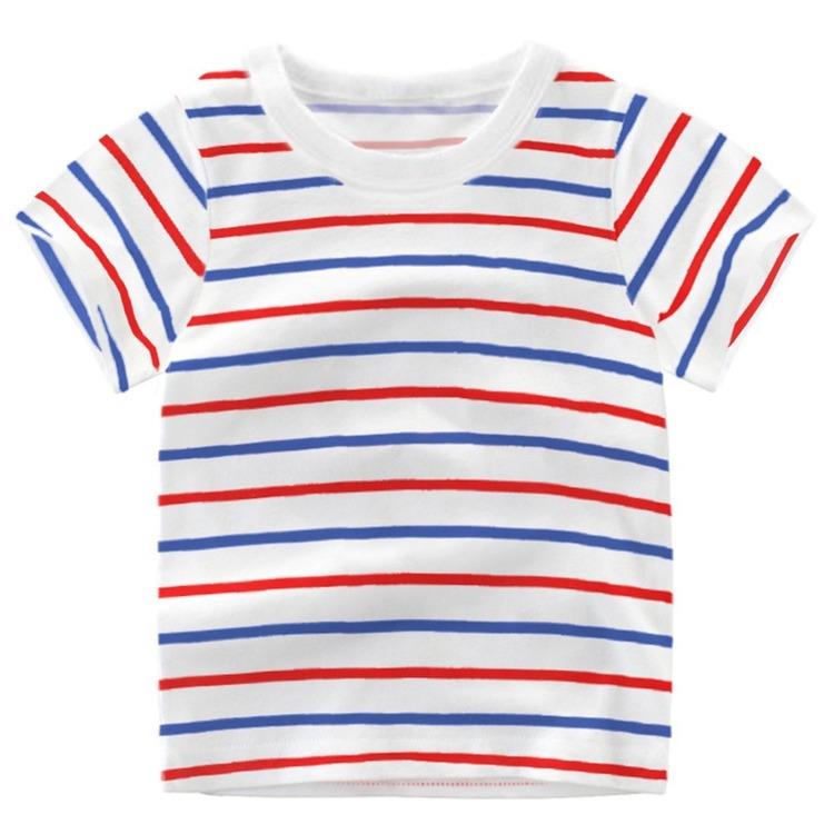 Kids Short Sleeve T Shirt Toddler Boys Girls Color Patchwork Summer Tops Cartoon Printed Graphic Tees