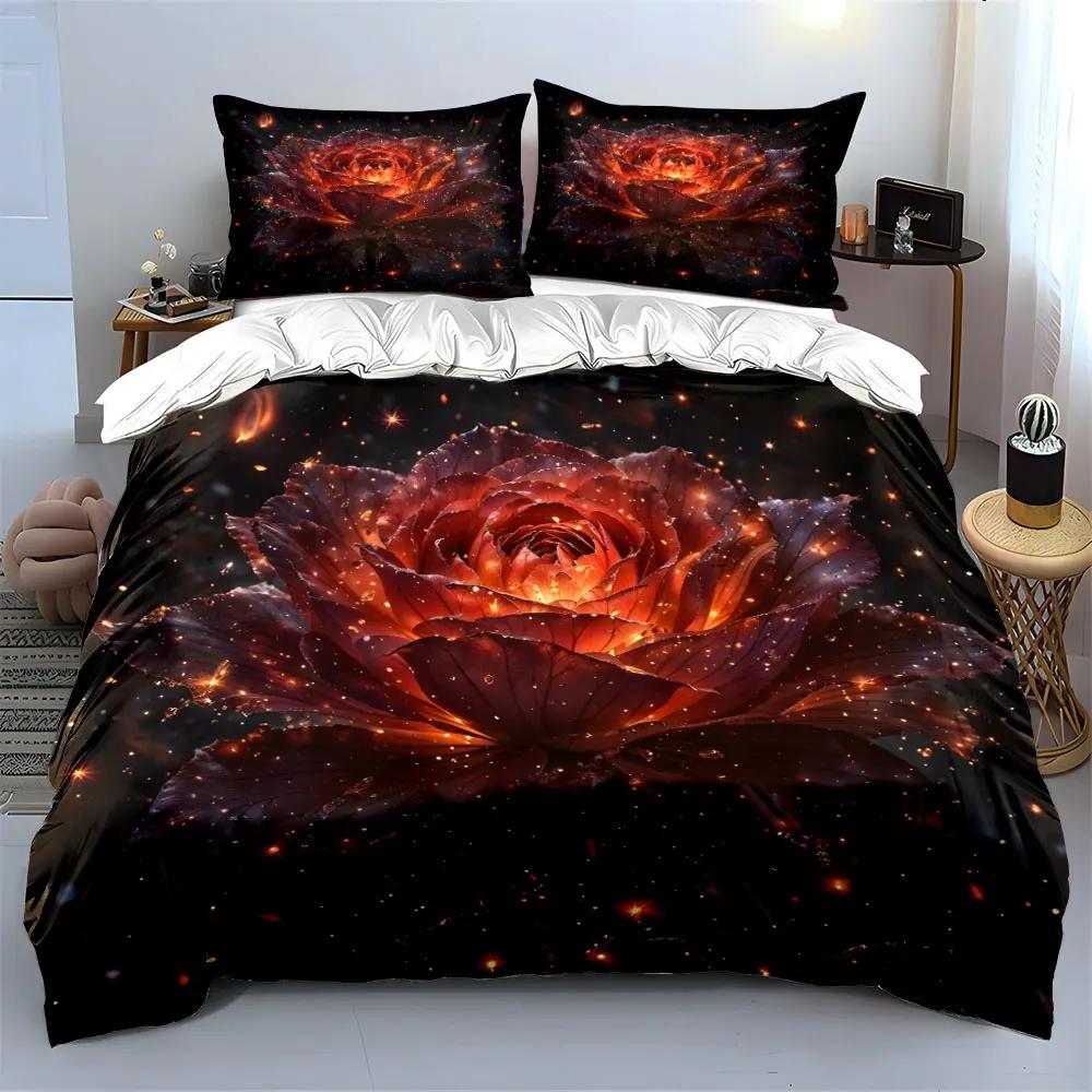 "Glowing Rose Art Decor Set" Soft Comfortable Duvet Cover Bedding Set Included 1*Duvet Cover & 2*Pillowcases gift