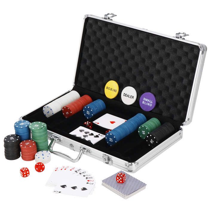 Set de poker - SPRINGOS - 300 jetons - 2 jeux de cartes - Mallette avec clés