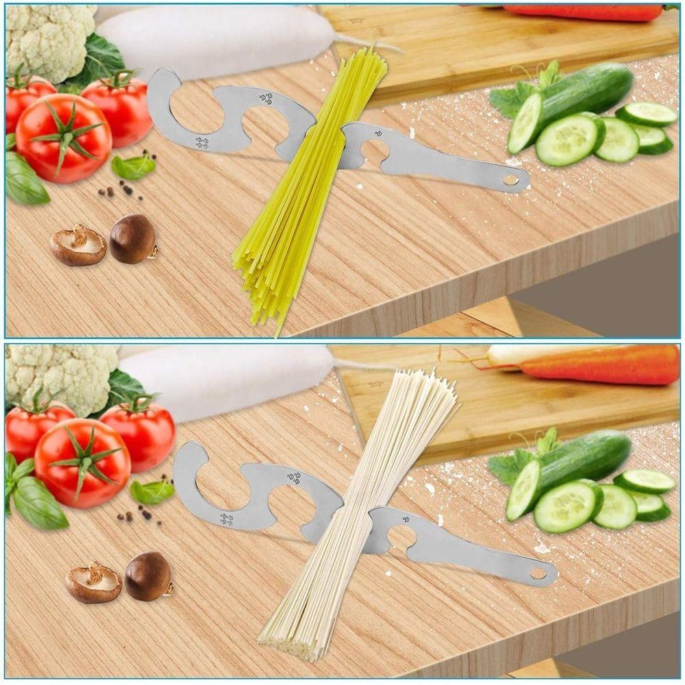 4 Holes Spaghetti Measurer Stainless Steel S Shaped Pasta Measuring Scale Portable Easy Clearing Spaghetti Measuring Tool
