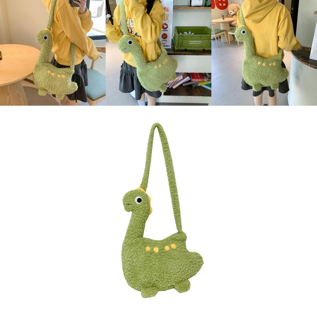 Bolsa de Ombro de Pelúcia de Dinossauro para Crianças Uso Casual com Material de Poliéster e Design Macio