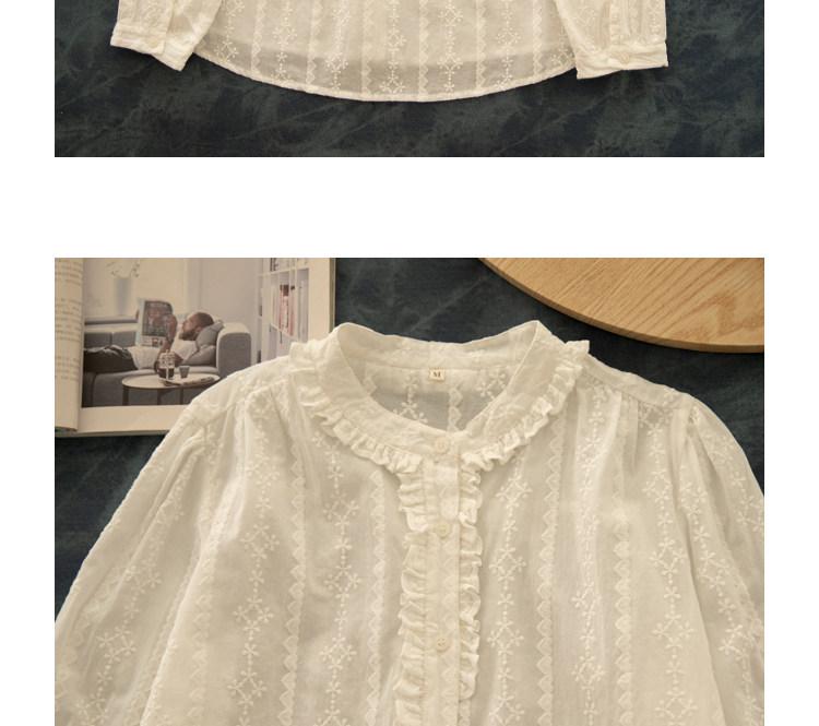 Korean Style Retro Evening Tea Embroidered Cotton Women's Shirt