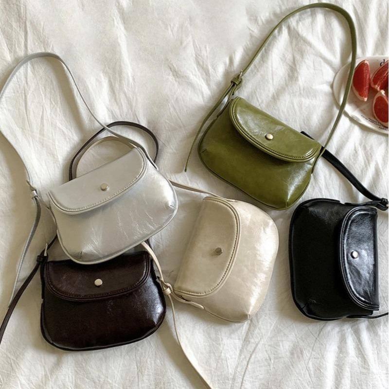 New Stylish and Simple Shoulder Small Square Bag Leather Niche Style Armpit Bag High-end Retro Shell Saddle Bag