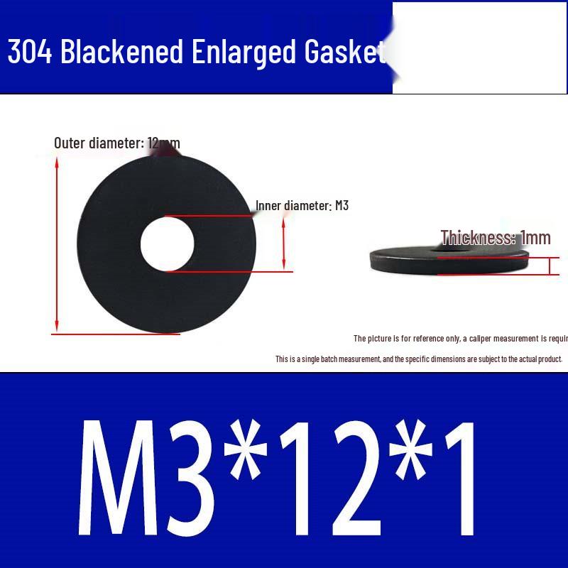 Large Black 304 Stainless Steel Ultra-Thin Oversized Flat Washer, Zinc-Plated