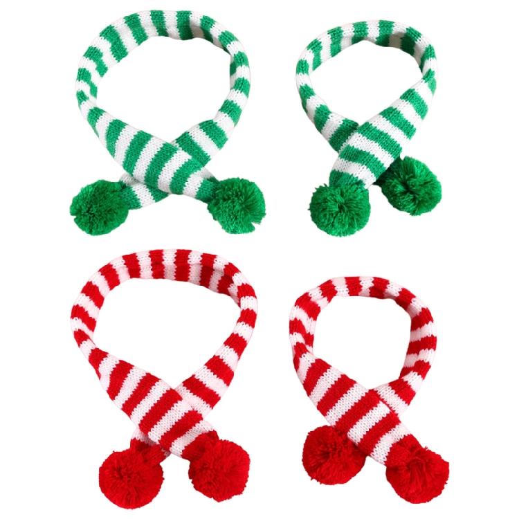 Pet Cats Collar for Christmas Puppy Scarf with Pom-Pom Dog Dress Up Accessori