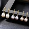PAG&MAG Sterling Silver Freshwater Pearl Dangle Ear Cuffs Women's Earrings 8-9mm Beads