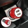 5V 2.1A Dual USB Fast Car Charger 2 USB Port Aluminum Alloy Charging Adapter - Crystal Rhinestone Car Charger