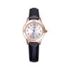 Girls' Quartz Cute Casual Watch Round Face Diameter 28mm PU Leather Strap Made In Japan Movement Arabic Numeral Index Daily Waterproof (Black Belt X