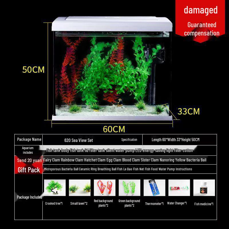 Clear Right Angle Desktop Aquarium for Living Rooms, Balconies, and Offices