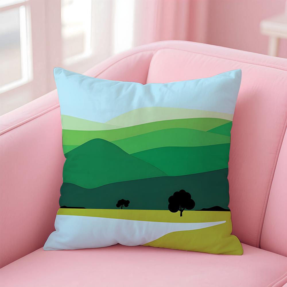 Landscape Cushion Cover Comfortable Reversible Pillow Cover Ideal for Car Sofa Bedroom Beyond