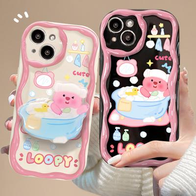 Applicable To Apple 15promax Mobile Phone Case IPhone 14/13 Cute Cartoon Stand 11/12 Silicone Xs Anti-fall