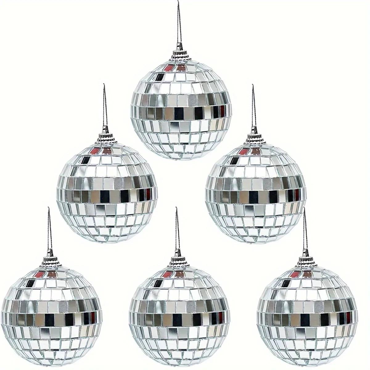 

6pcs-Reflective Mirror Ball Glass Disco Ball Laser Ball Cake Decoration Party Decoration Wedding Decoration Christmas 3cm серебряный