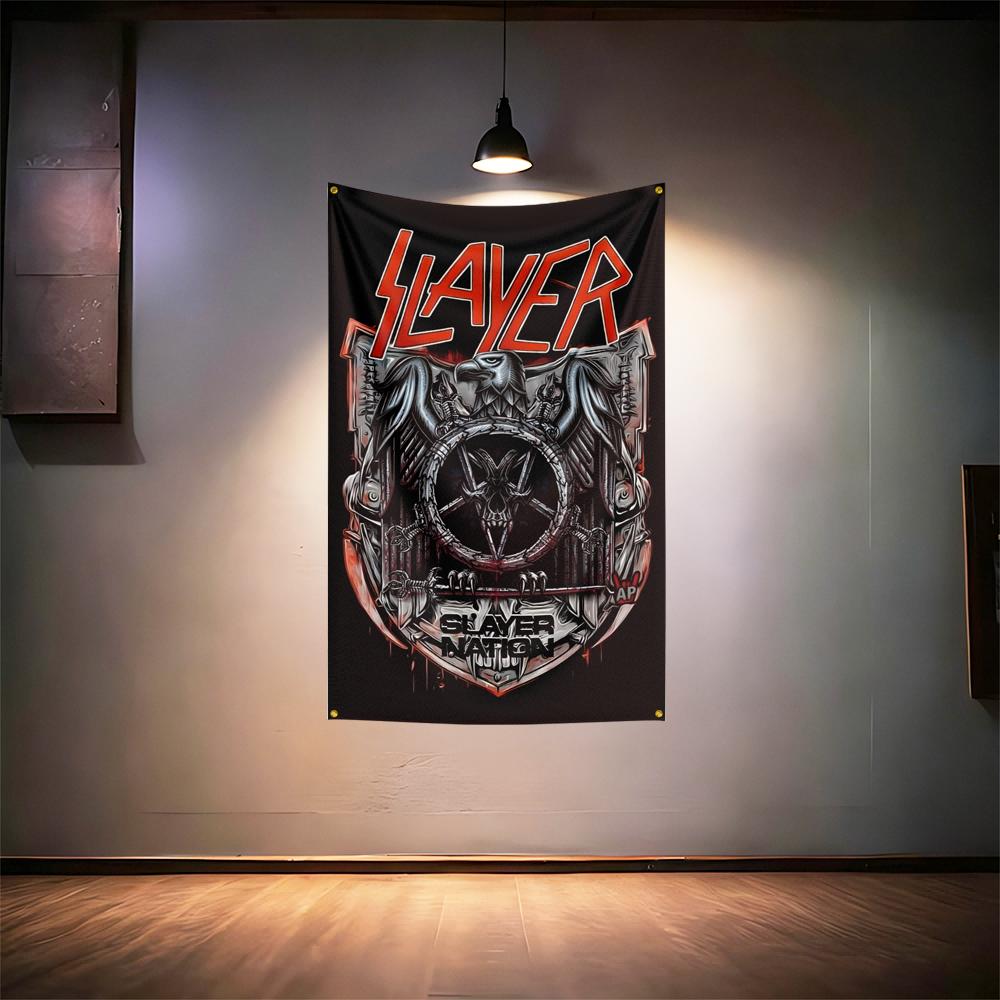 Rock Music Flag 3x5ft For Slayer Fans Banner Hd Print Brass Grommet Garage Bedroom Living Room Dorm Wall Decor Tapestry