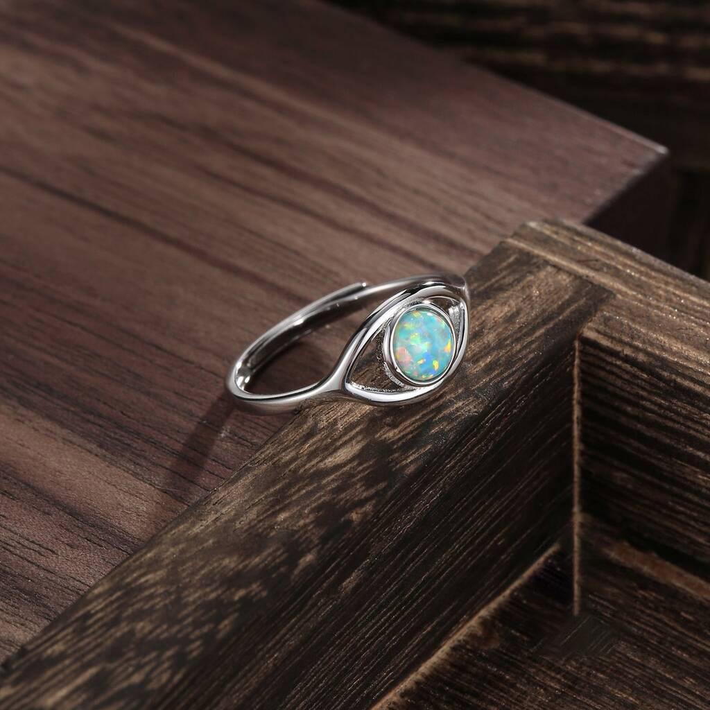 Evil Eye Opal Ring: Gold-Plated Jewelry for Women with Color Retention