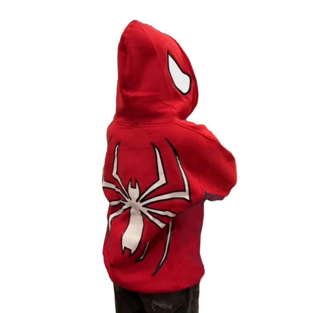 2023 Halloween Unisex Y2K Spider-Man Zip Hoodie - Loose Fit, Large Size for Couples