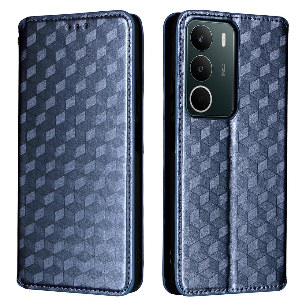 

Для Realme C71 4G Чехол-кошелек Ромбовидный оттиск Кожаный чехол для телефона Blue