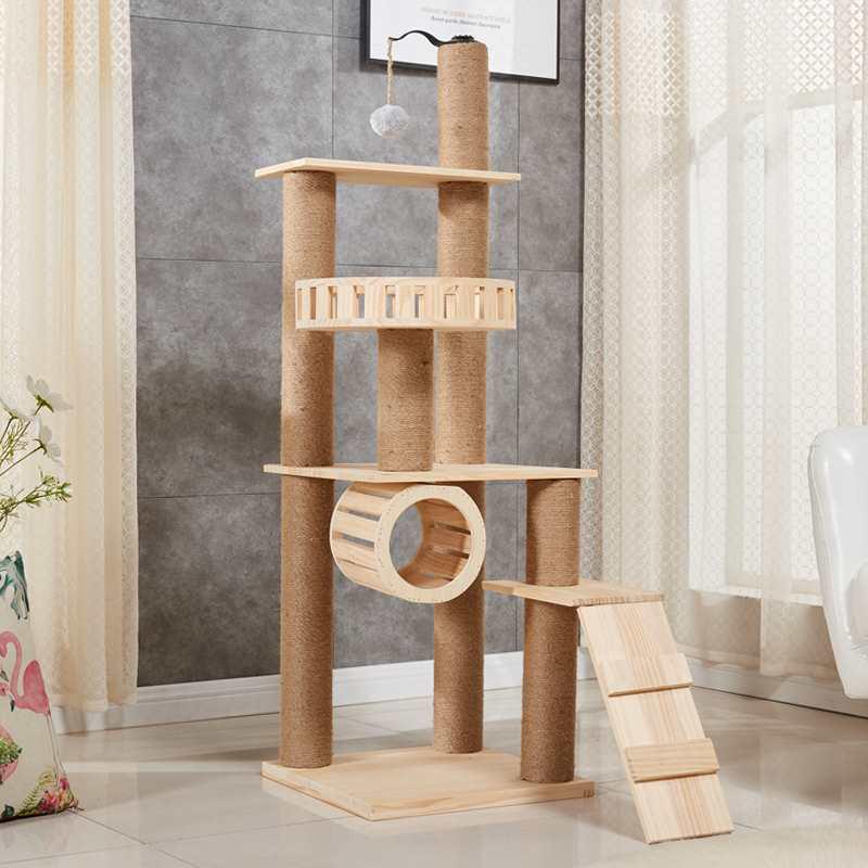 Multifunctional Rattan Cat Tree with Sisal Posts, Velvet Mats, Climbing Platform, Scratch Boards, and Cozy Nest for All Seasons