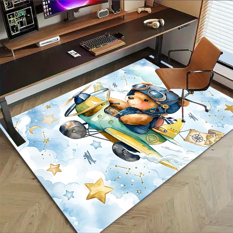 1PC Bear Pilot Extra Large Non-Slip Floor Carpet, Office, Family, Bedroom, Studio - Large Area Rug,Longlasting Material-K0418