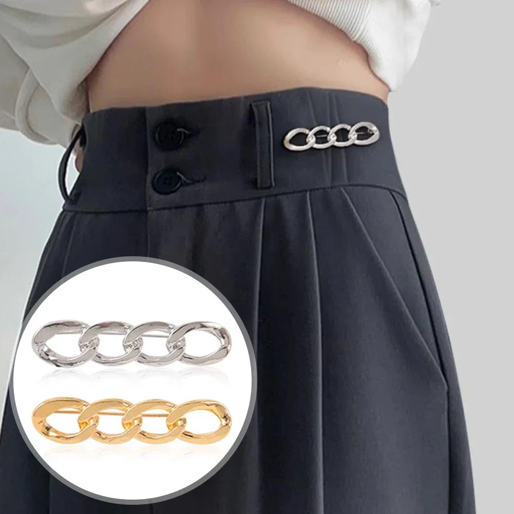 1/2Pcs Women's Clothing Brooch Set Smooth Chain Brooches for Women Lapel Pin Tightening Waist Pin Waist Buckle Diy Accessories