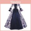Sleeve Long Vintage Printed Party Dress Costume Role Play Elegant Evening Gown