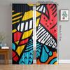 2 Pcs Geometric Graffiti Print Curtains,suitable for Bedroom,living Room Kitchen Decoration,home Decoration,window Decoration