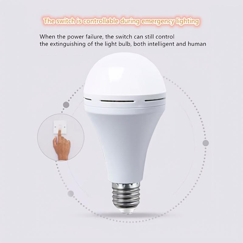 E27 LED rechargeable light bulb, water-resistant, 220V constant current emergency light, suitable for home, outdoor, and camping use.