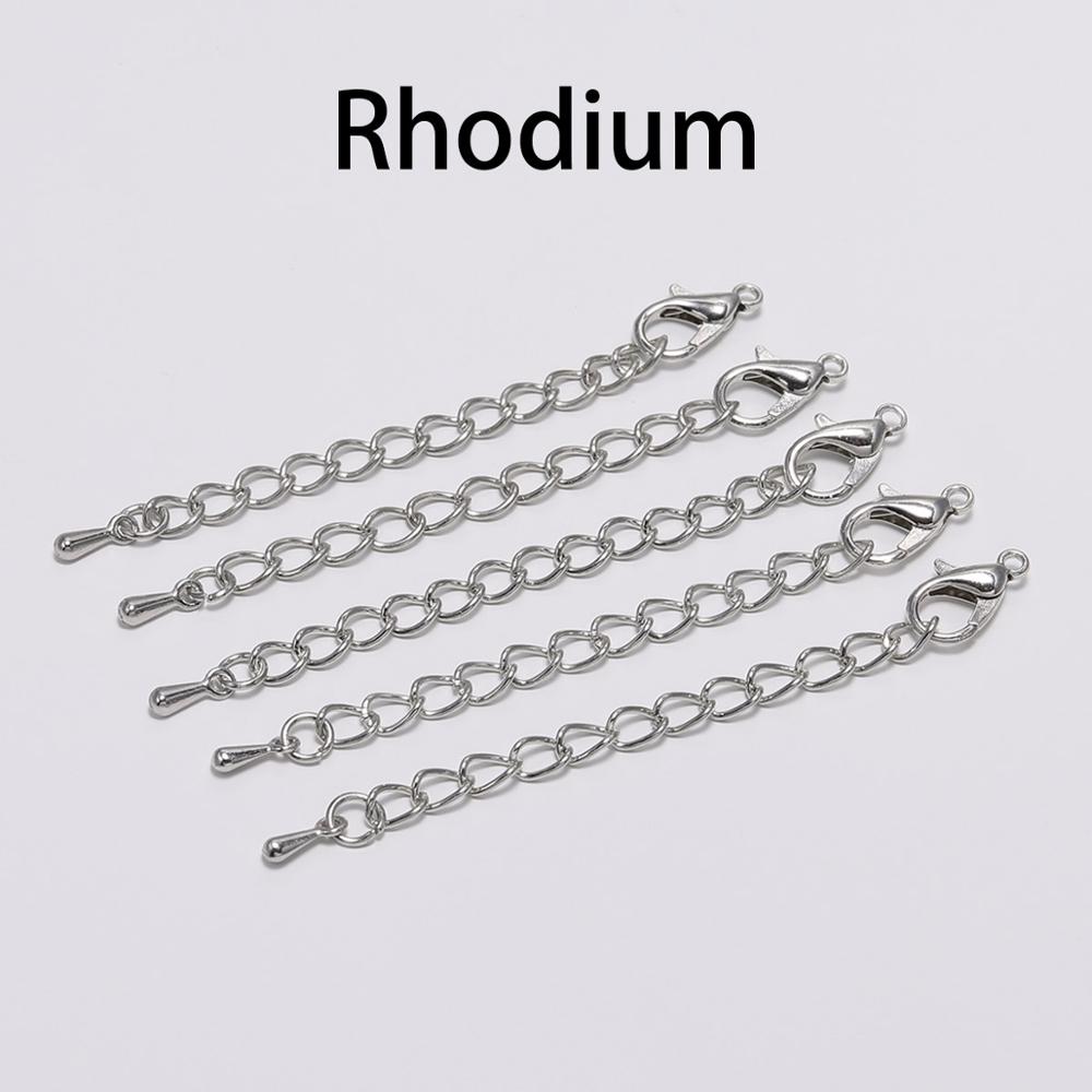 20pcs/lot 50 70mm Tone Extended Extension Tail Chain Lobster Clasps Connector For DIY Jewelry Making Findings Bracelet Wholesale