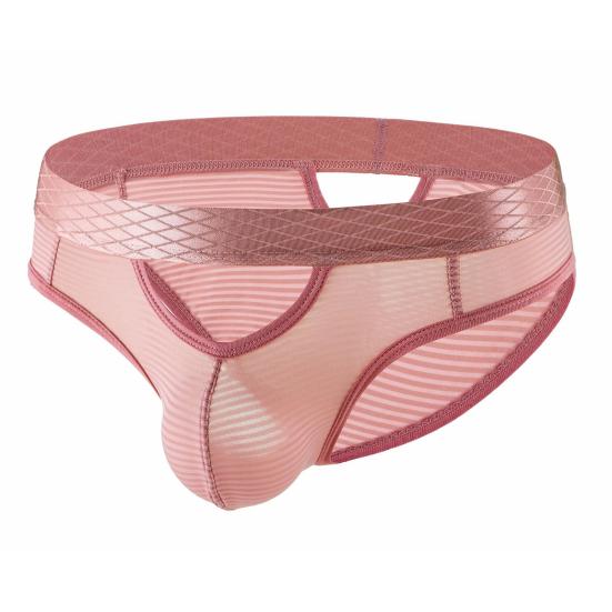 Men Briefs High Elasticity Fit Tight Cut Panties Solid Color Striped Print Breathable Mesh Underwear Smooth Wiring Low Waist Panties