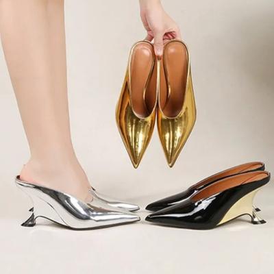 Chaussures de mode de luxe pour femmes Compensées Plateforme Talons Hauts Pantoufles pour Femmes Pointues Peu Profondes Simples Chaussures pour Dames de Soirée
