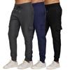 Multi-pocket Men's Casual Fitness Trousers Fleece Corset Sports Overalls Running Trousers