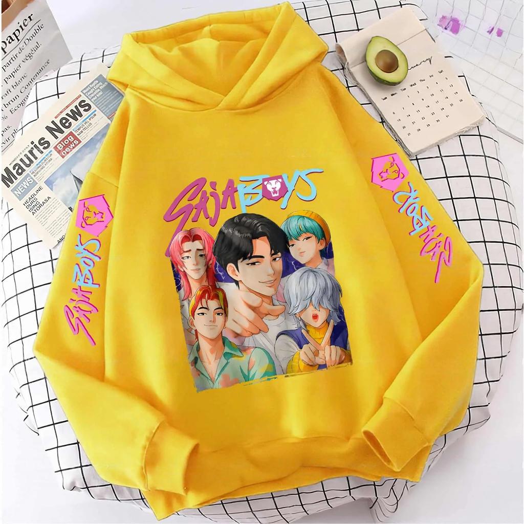 Autumn K-pop Saja Demon Hunters Print Children Hoodies Fashion Warm Kids Sweatshirt Long Sleeve Casual Fleece Hooded Streetwear