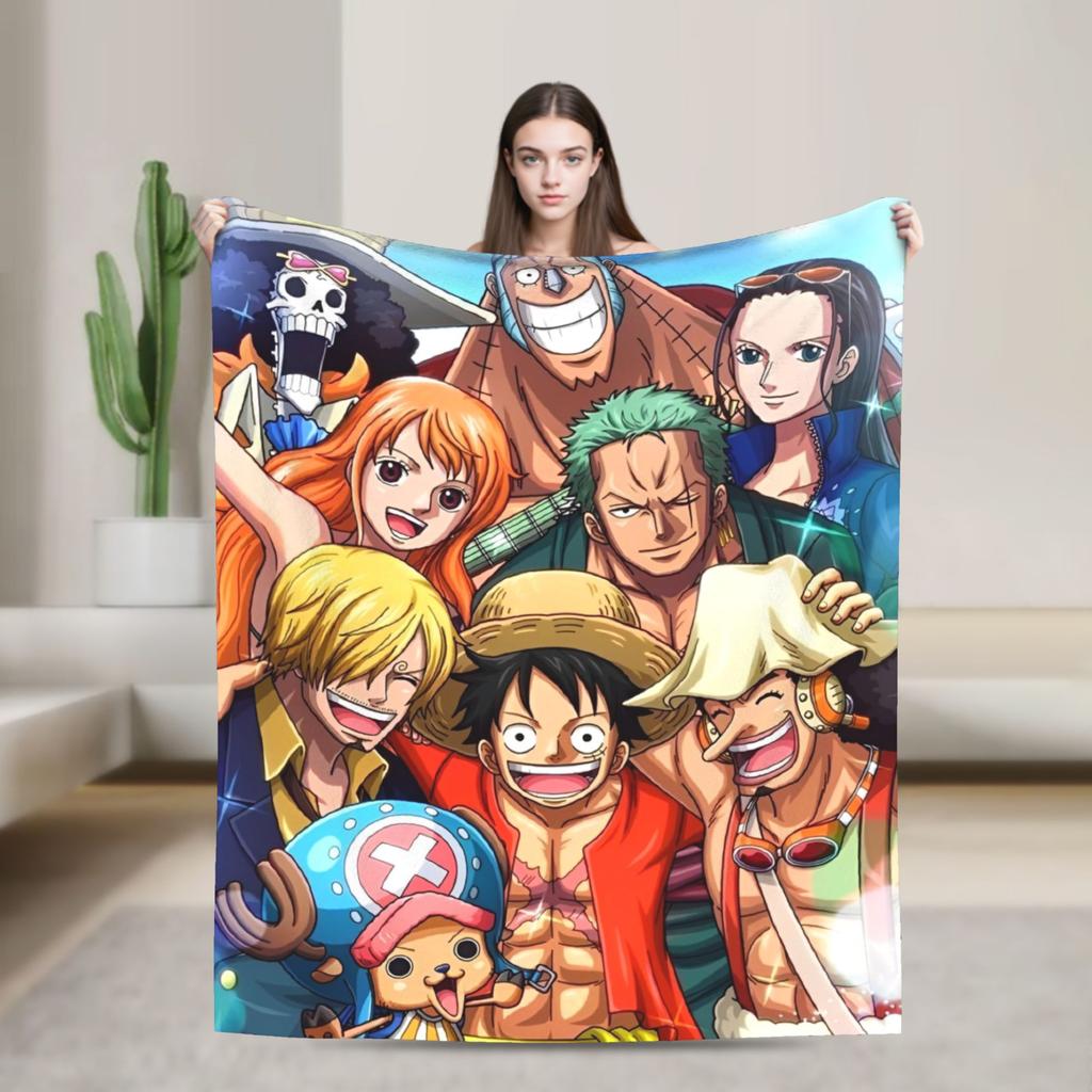 Luffy Blankets The Straw Hat Crew Flannel Awesome Warm Throw Blankets for Bed Sofa Decoration